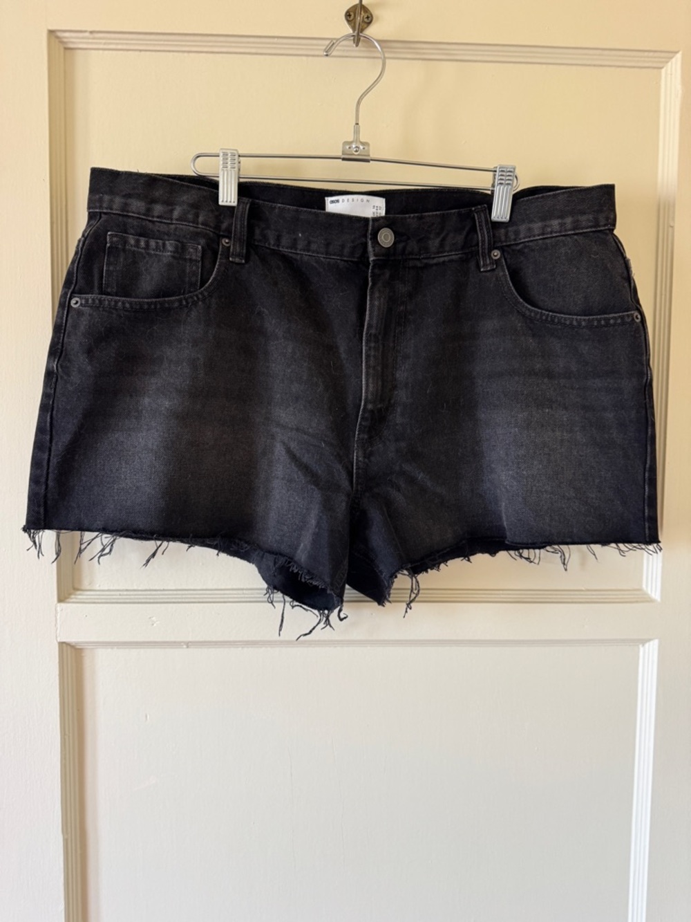 ASOS Black Frayed Hem Denim Shorts